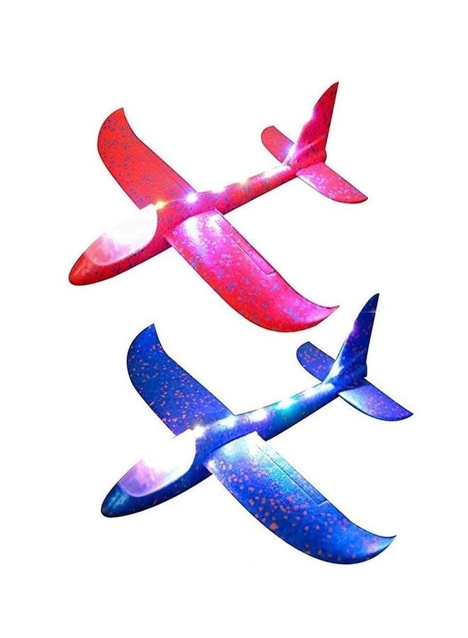 YOPRAM Plastic LED Lighting Aeroplane Gliders Toy Throwing Foam Plane with Dual Flying Aircraft Mode (Random, 3 to 8 Year, 17.5, Large) (1) - Image 1
